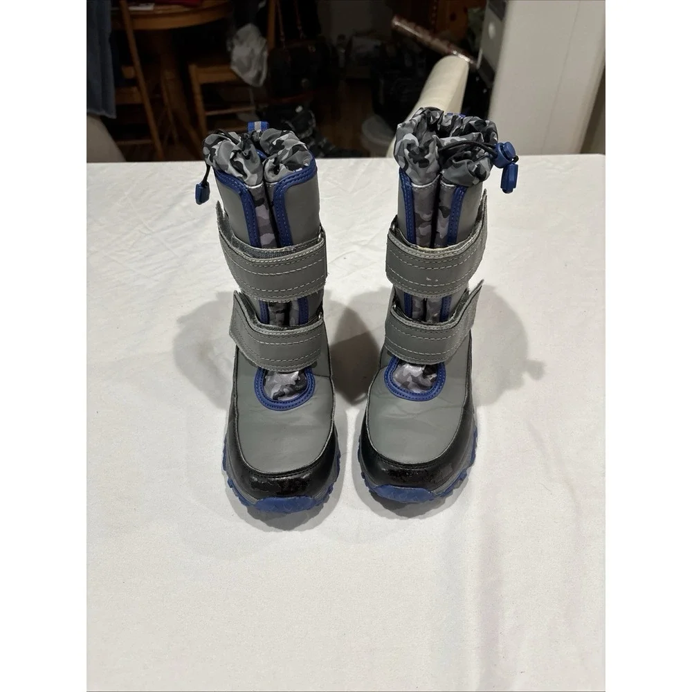 Lands End Snow Flurry Insulated Winter Boots Gray Fleece Lined Unisex Size 3